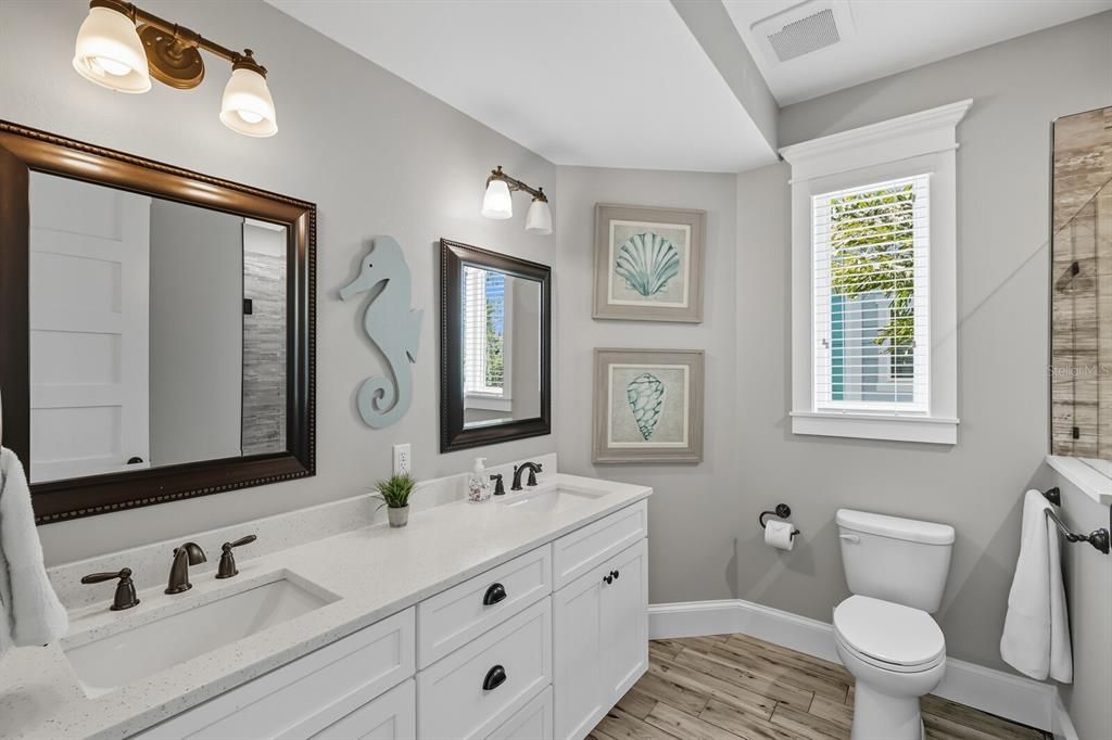 Bathroom, Dual Sink Vanities, Interior, Wood Texture Flooring