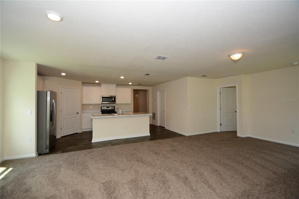 Empty room, Interior, Kitchen, Recessed Lighting, Stainless Steel Appliances