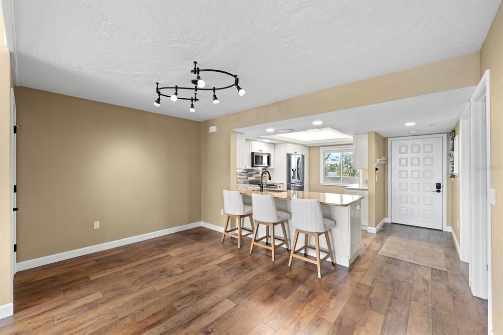 Interior, Kitchen, Recessed Lighting, Wood Texture Flooring