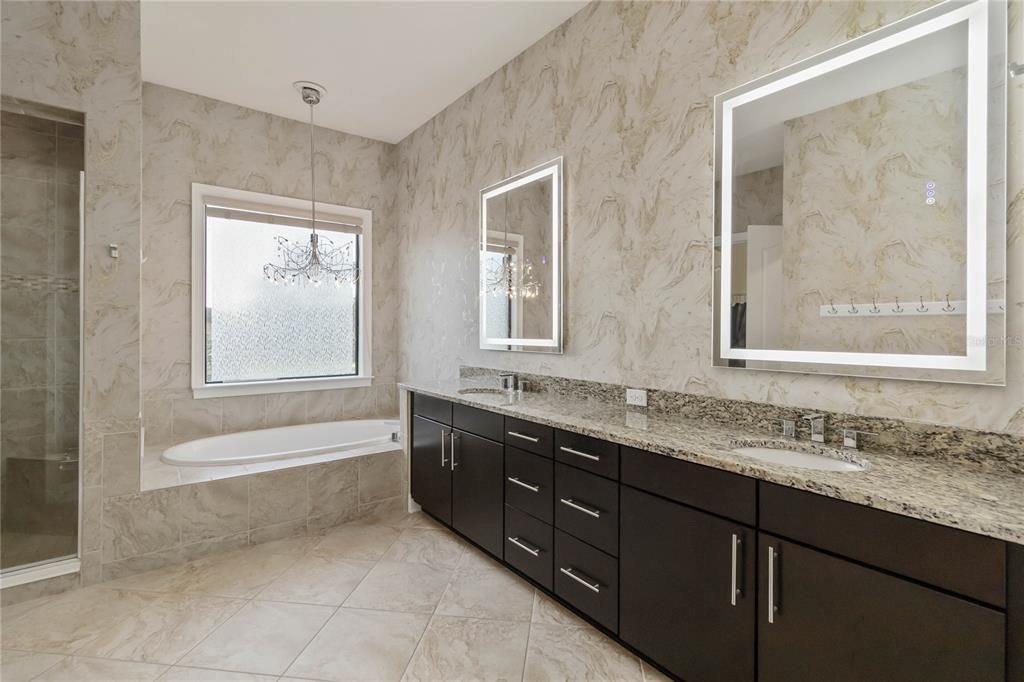 Bathroom, Dual Sink Vanities, Interior, Marble Walls