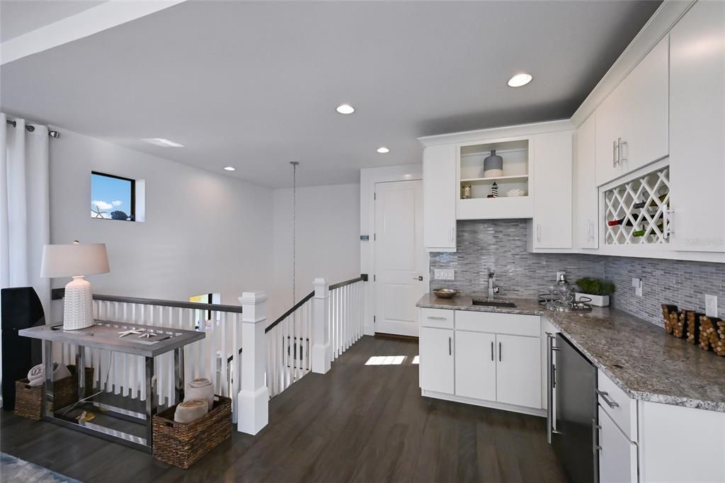 Interior, Kitchen, Pendant Lights, Recessed Lighting, Wood Texture Flooring