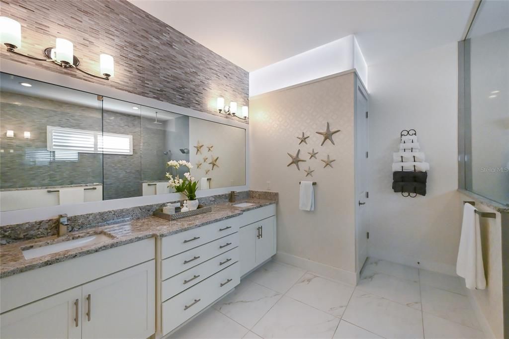 Bathroom, Dual Sink Vanities, Glass Shower, Interior