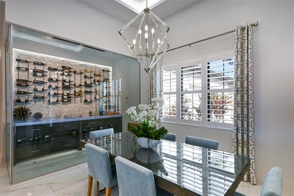 Dining room, Interior, Pendant Lights, Wine Storage