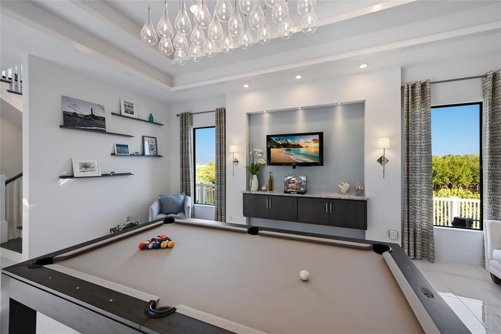Billiard Table, Game Room, Interior, Pendant Lights, Recessed Lighting