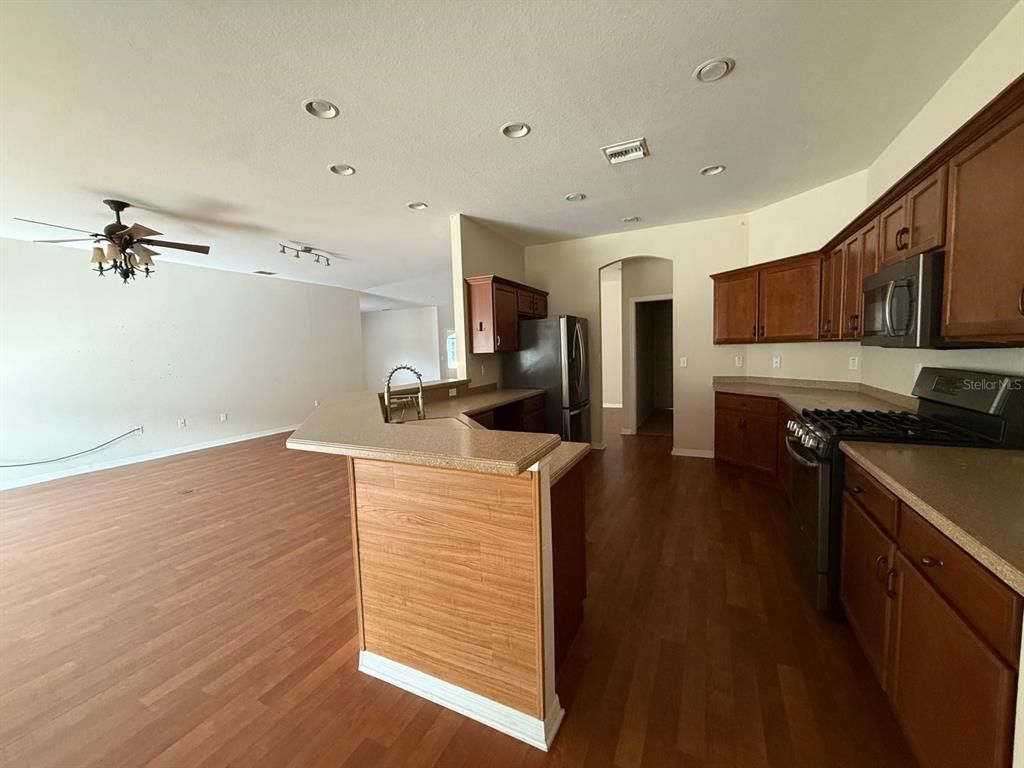 Interior, Kitchen, Recessed Lighting, Wood Texture Flooring