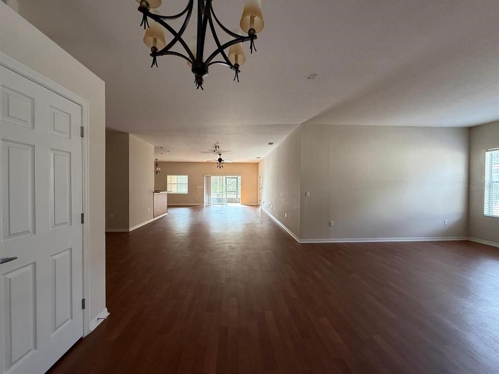 Chandelier, Empty room, Interior, Wood Texture Flooring