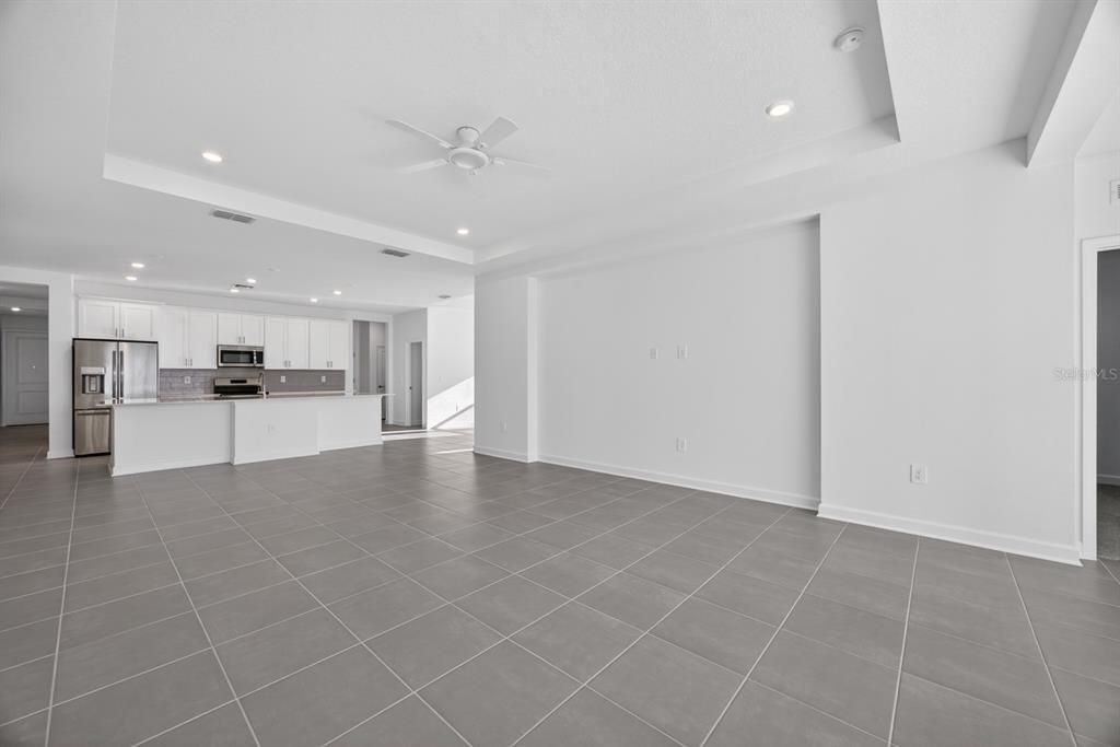 Empty room, Interior, Kitchen, Recessed Lighting, Stainless Steel Appliances