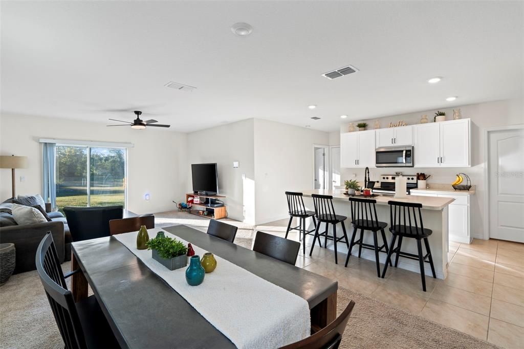 Dining room, Interior, Kitchen, Living room, Recessed Lighting, Stainless Steel Appliances
