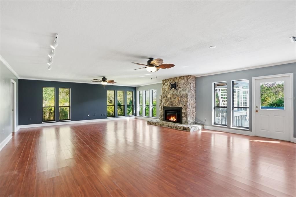 Empty room, Fireplace, Interior, Wood Texture Flooring