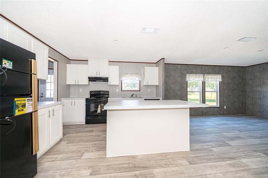 Interior, Kitchen, Recessed Lighting, Wood Texture Flooring
