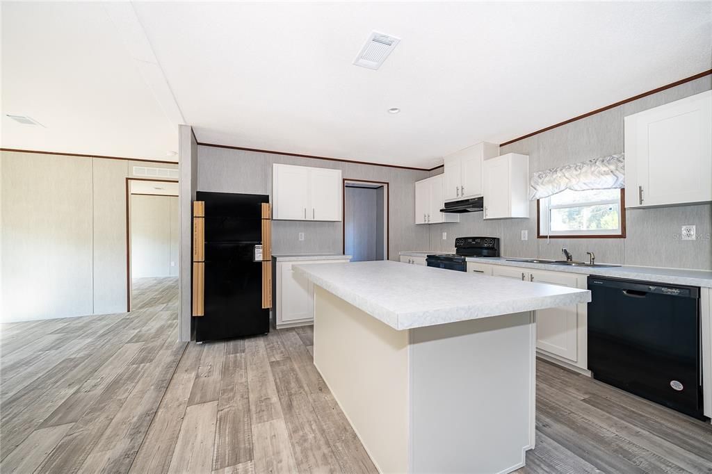 Interior, Kitchen, Recessed Lighting, Wood Texture Flooring