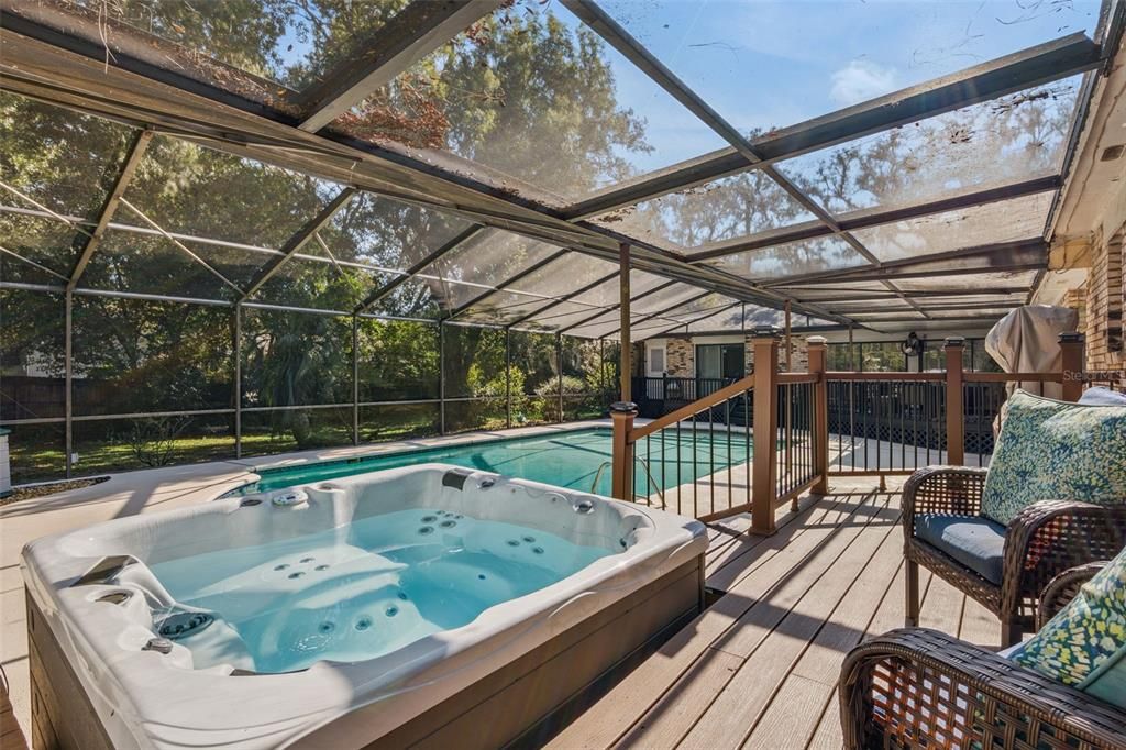 Glass Ceilings, Hot Tub, Interior, Sun Room, Wood Texture Flooring