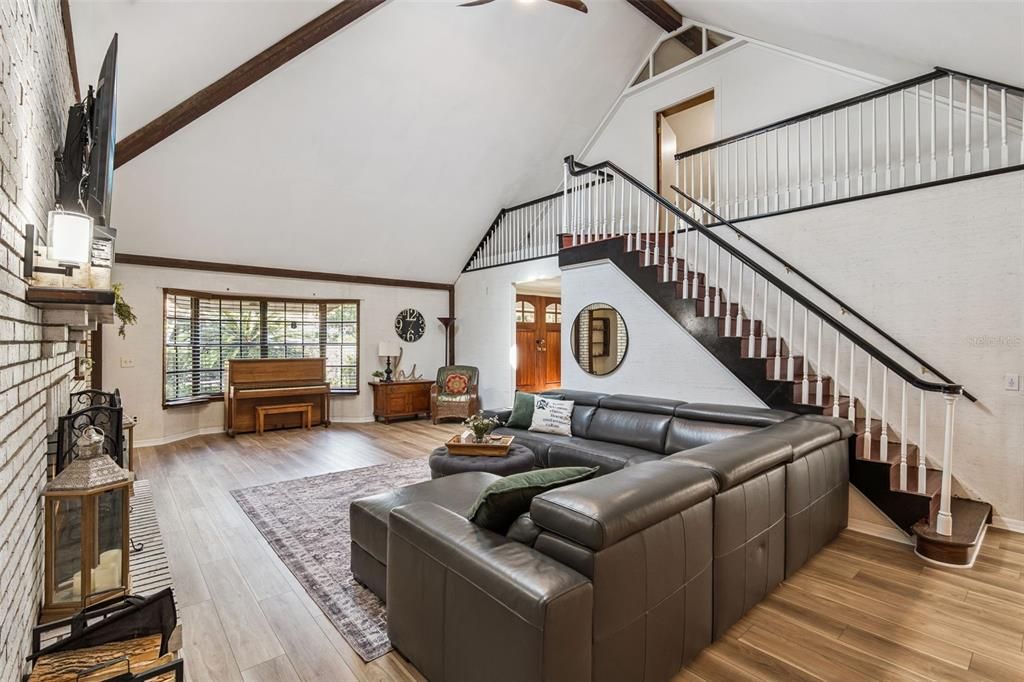 Fireplace, Interior, Living room, Wood Texture Flooring