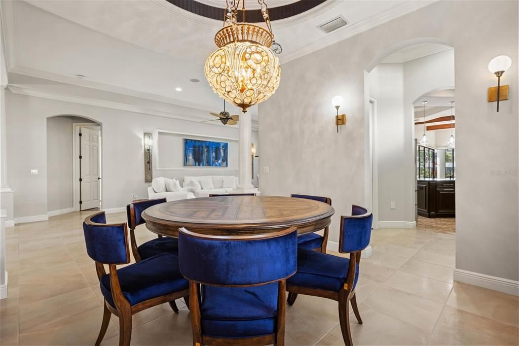 Chandelier, Dining room, Interior, Recessed Lighting