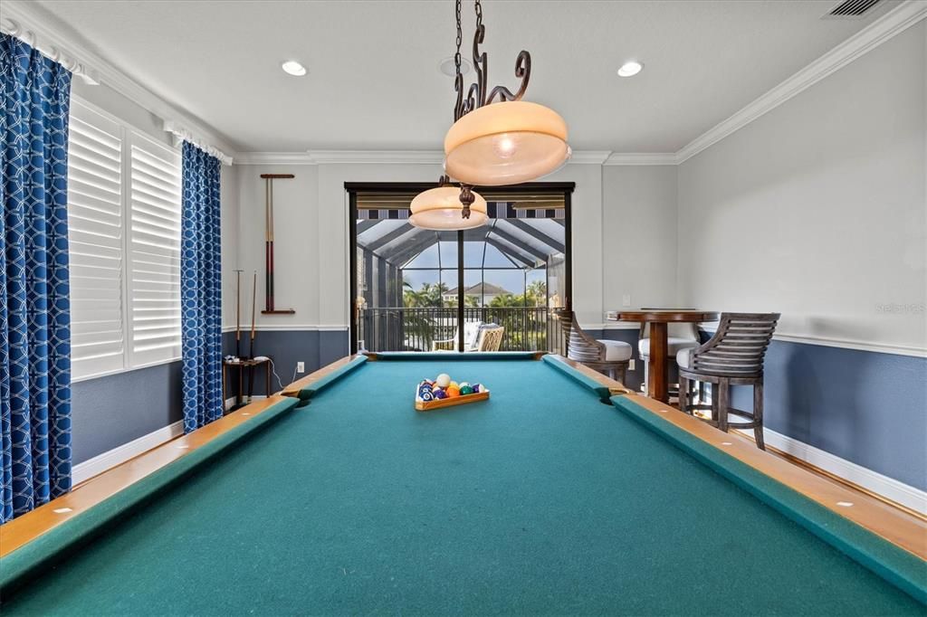 Billiard Table, Game Room, Glass Ceilings, Interior, Recessed Lighting, Sun Room