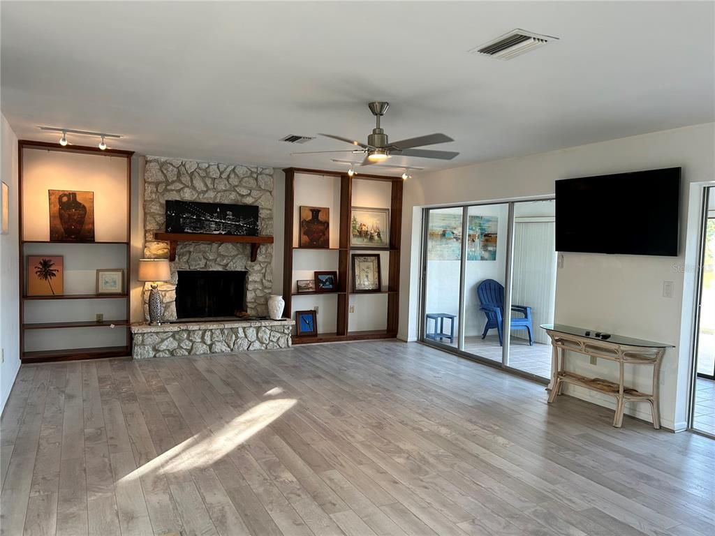 Fireplace, Interior, Stone Walls, Wood Texture Flooring