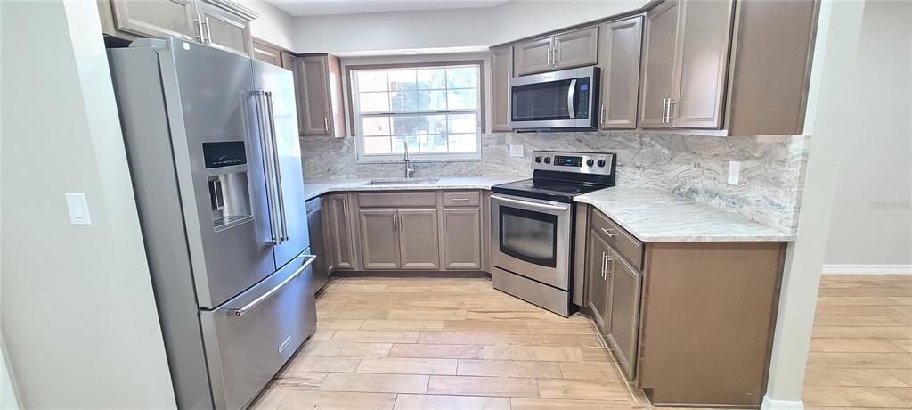 Interior, Kitchen, Stainless Steel Appliances, Wood Texture Flooring