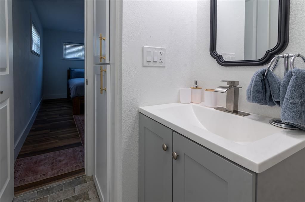 Bathroom, Dual Sink Vanities, Interior, Wood Texture Flooring