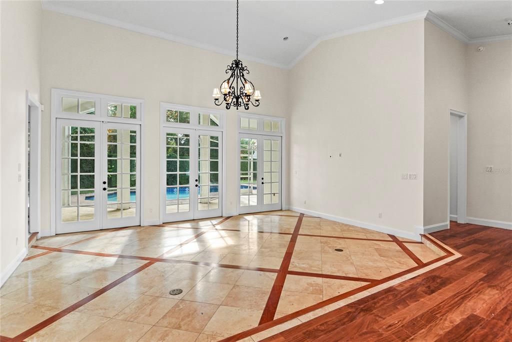 Chandelier, Empty room, Interior