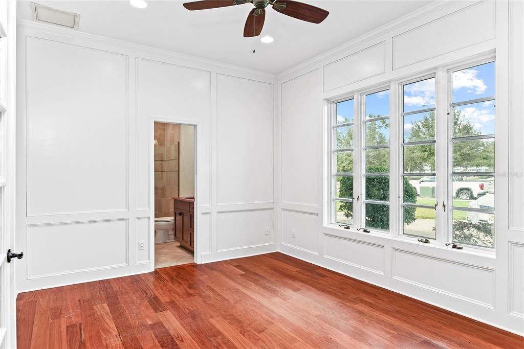 Bathroom, Empty room, Interior, Recessed Lighting, Wood Texture Flooring
