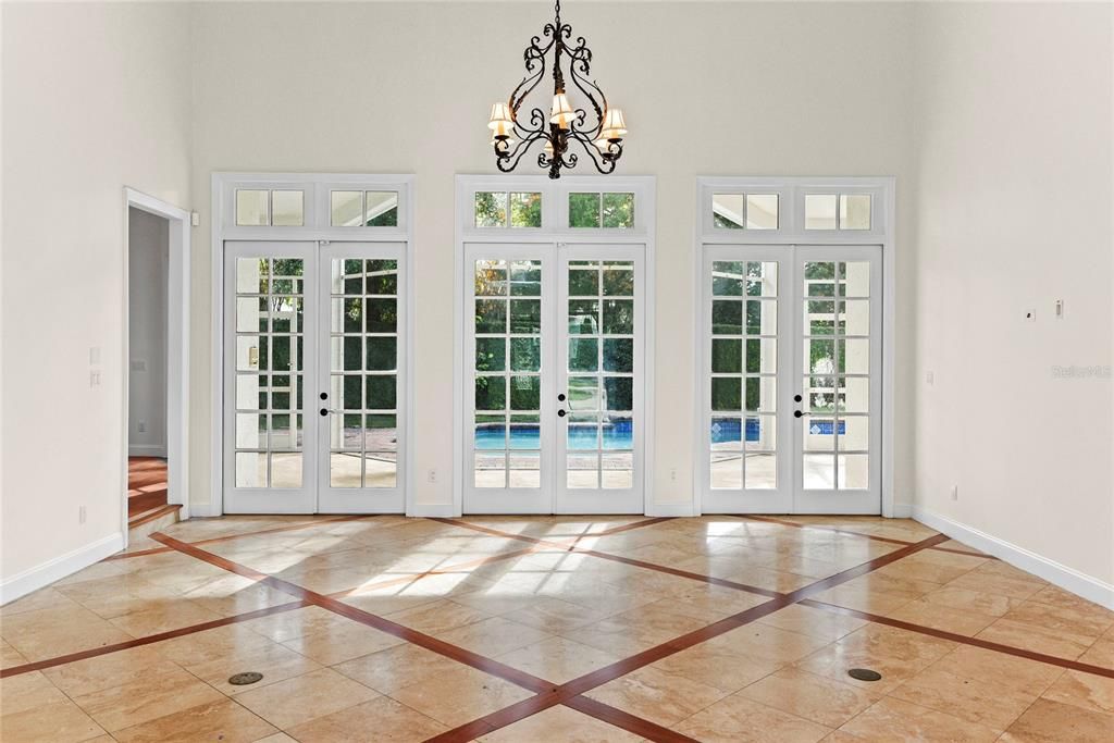 Chandelier, Empty room, Interior