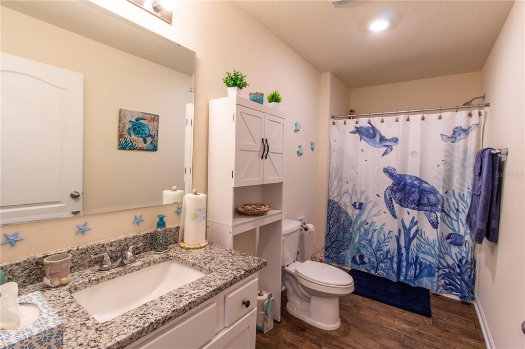 Bathroom, Interior, Recessed Lighting, Wood Texture Flooring