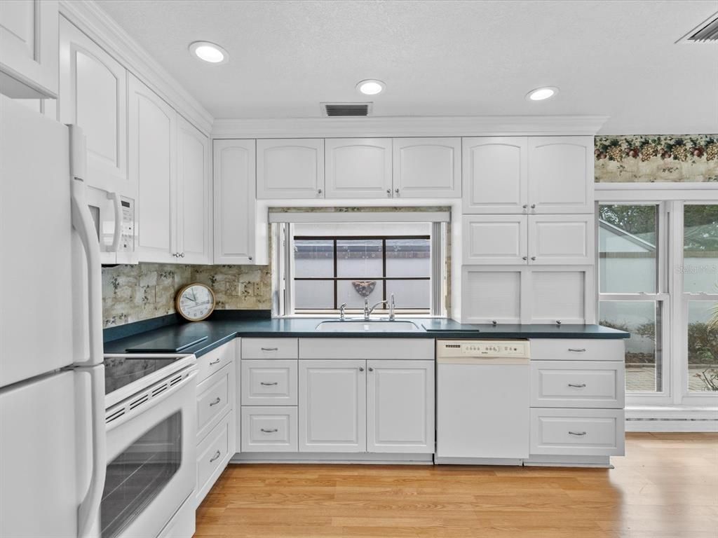 Interior, Kitchen, Recessed Lighting, Wood Texture Flooring