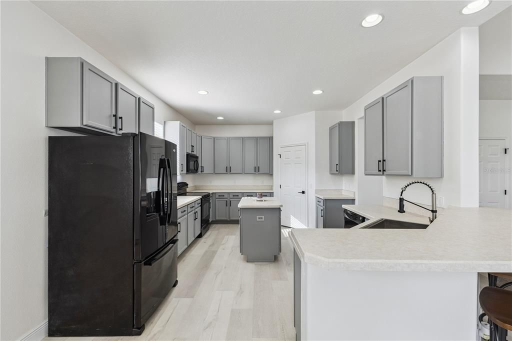 Interior, Kitchen, Recessed Lighting, Wood Texture Flooring