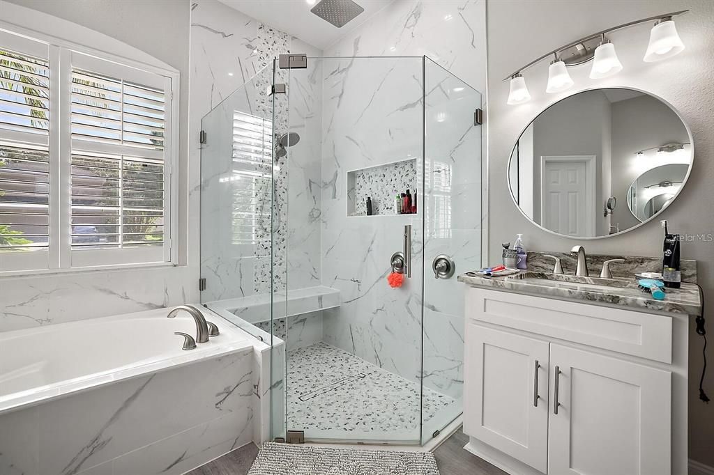 Bathroom, Glass Shower, Interior, Marble Walls