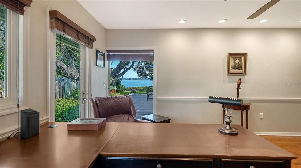 Home Office, Interior, Recessed Lighting, Water, Wood Texture Flooring