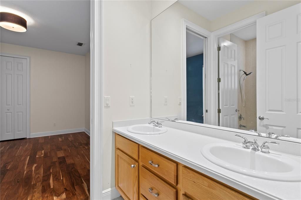 Bathroom, Dual Sink Vanities, Interior, Wood Texture Flooring