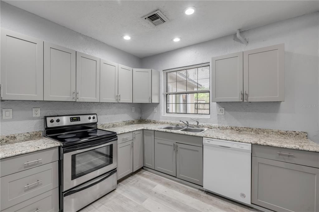 Interior, Kitchen, Recessed Lighting, Wood Texture Flooring