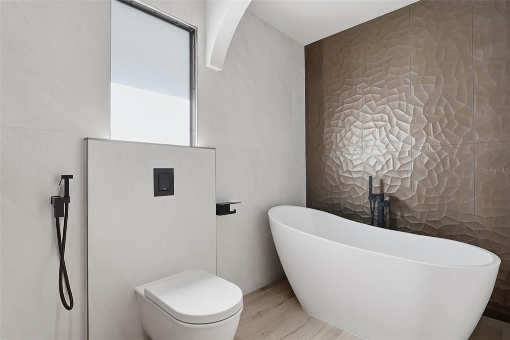 Bathroom, Free Standing Baths, Interior, Wood Texture Flooring