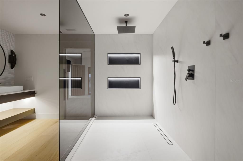 Bathroom, Glass Shower, Interior, Recessed Lighting