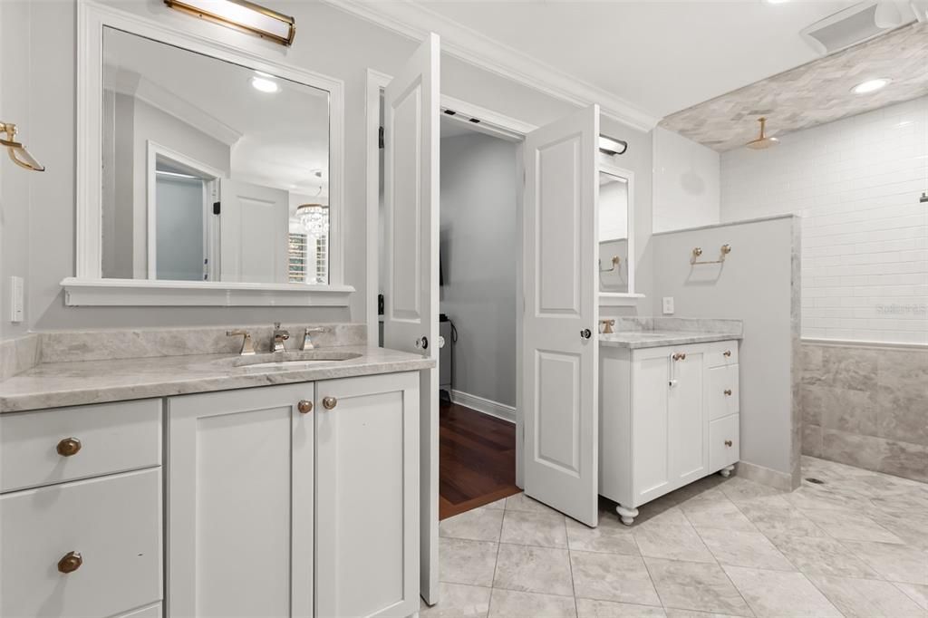 Bathroom, Interior, Recessed Lighting, Wood Texture Flooring