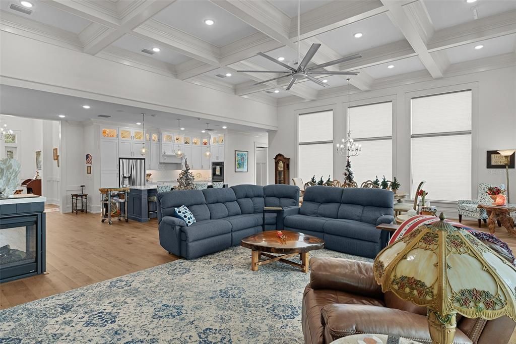 Interior, Kitchen, Living room, Pendant Lights, Recessed Lighting, Stainless Steel Appliances, Wood Texture Flooring