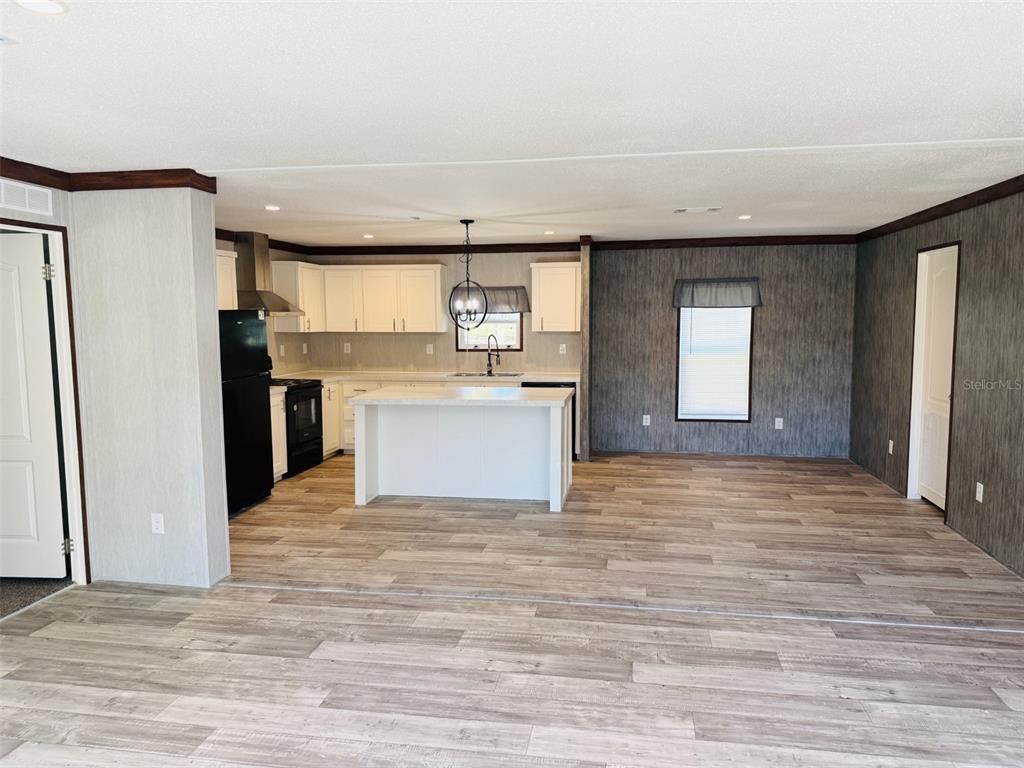 Interior, Kitchen, Pendant Lights, Recessed Lighting, Wood Texture Flooring