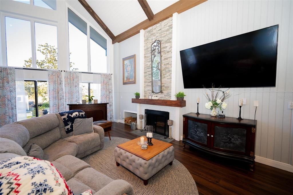 Fireplace, Interior, Living room, Wood Texture Flooring