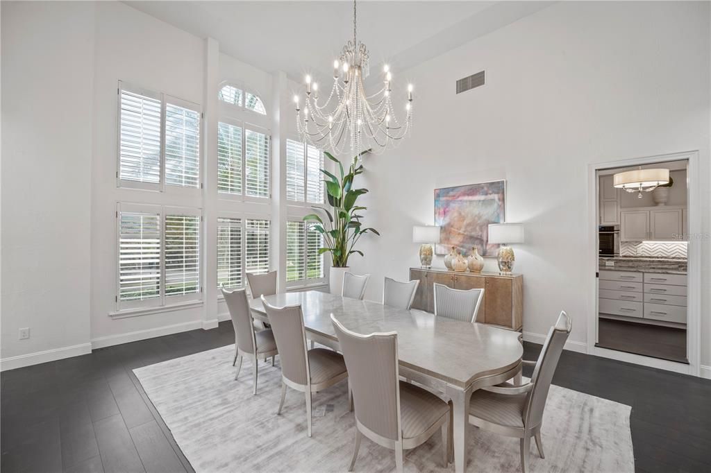 Chandelier, Dining room, Interior, Wood Texture Flooring