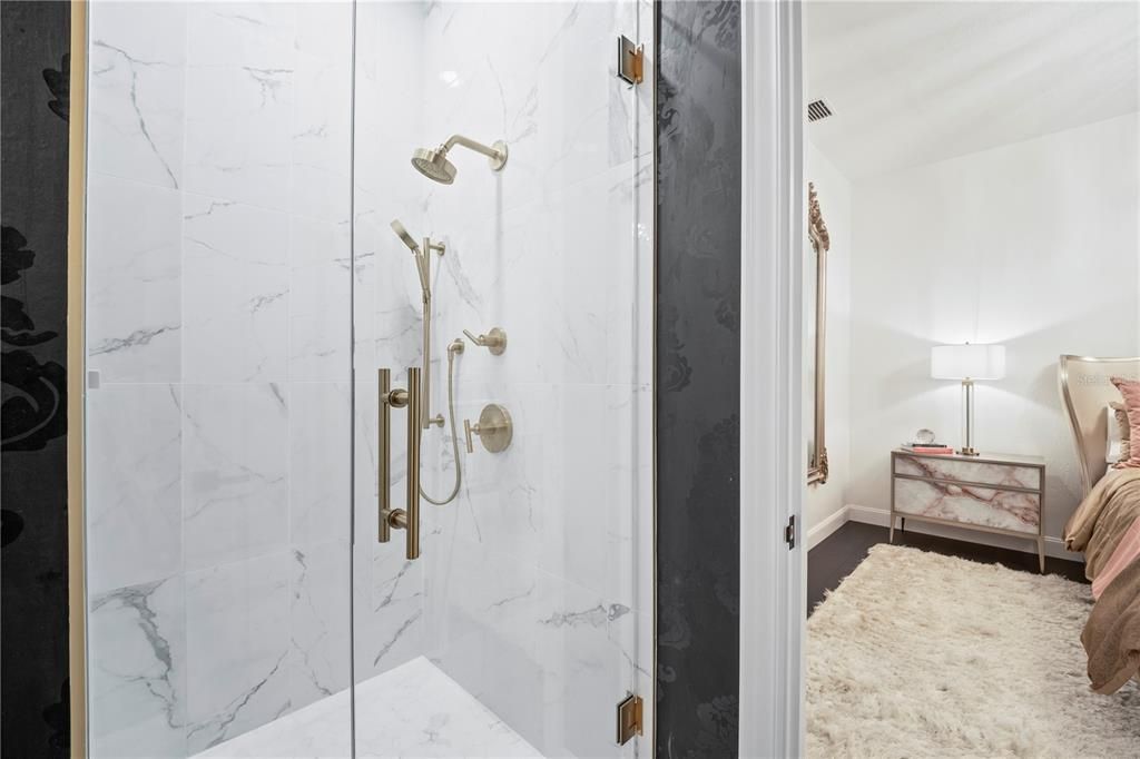 Bathroom, Bedroom, Glass Shower, Interior, Marble Walls