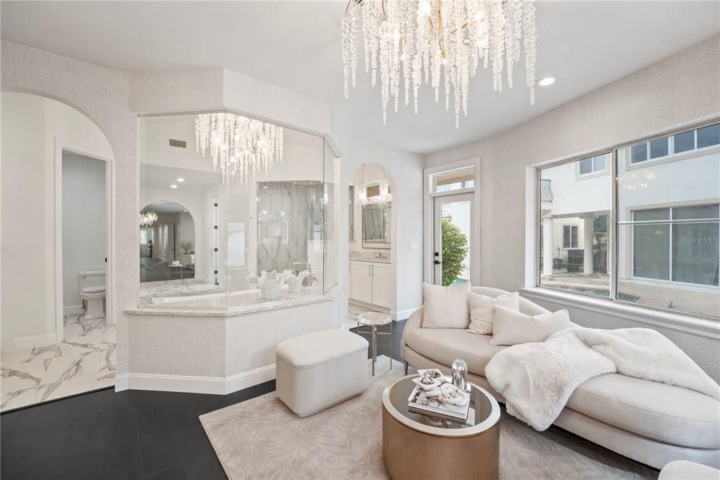 Bathroom, Chandelier, Interior, Living room, Marble, Recessed Lighting