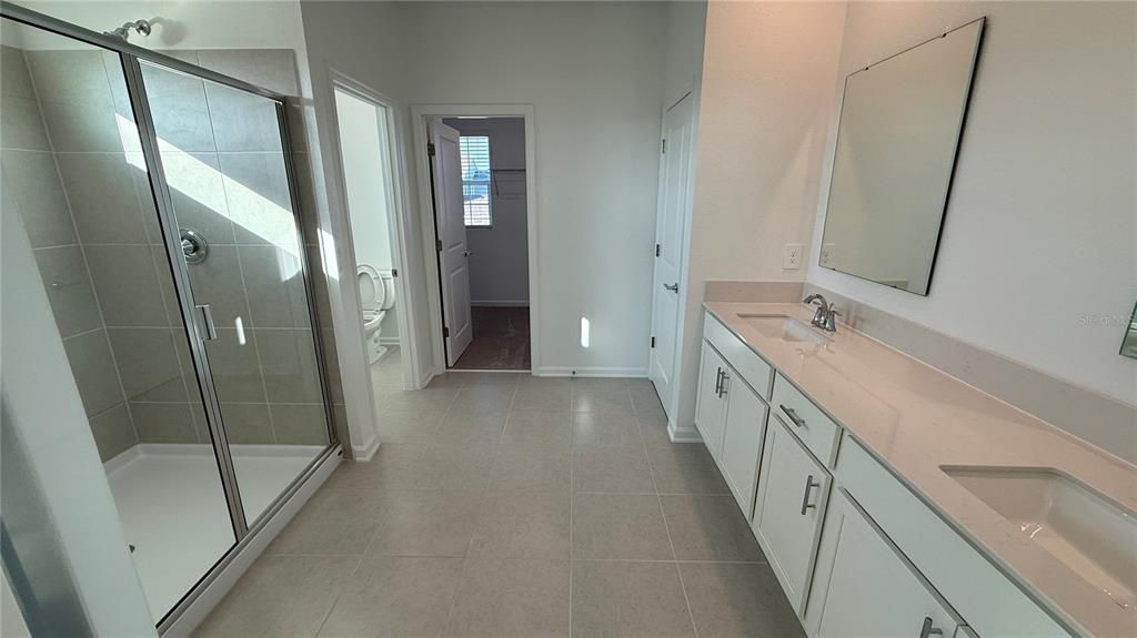 Bathroom, Dual Sink Vanities, Glass Shower, Interior