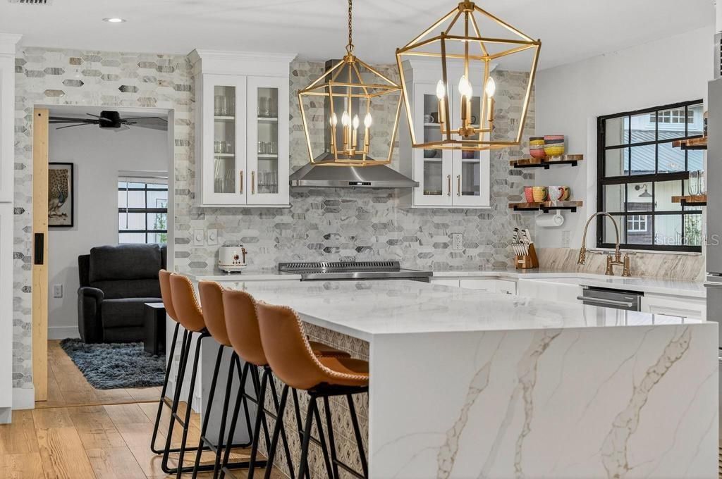 Interior, Kitchen, Pendant Lights, Recessed Lighting, Wood Texture Flooring