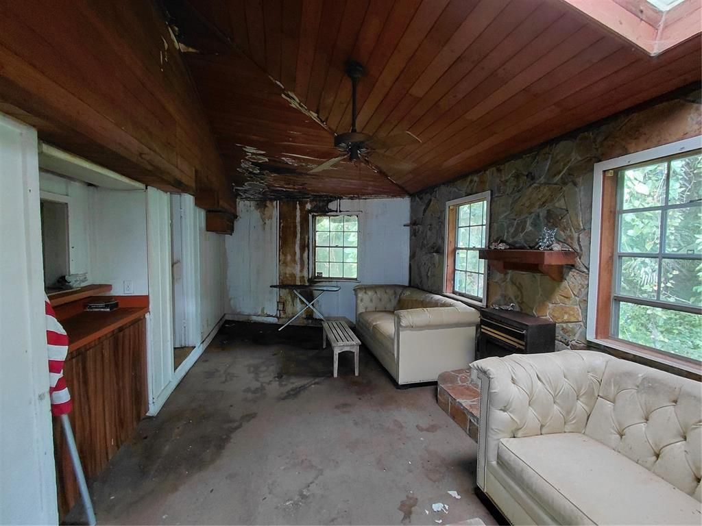 Interior, Stone Walls, Wooden Ceilings