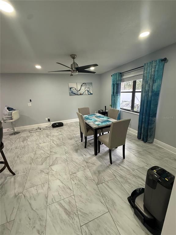 Dining room, Interior, Marble, Recessed Lighting