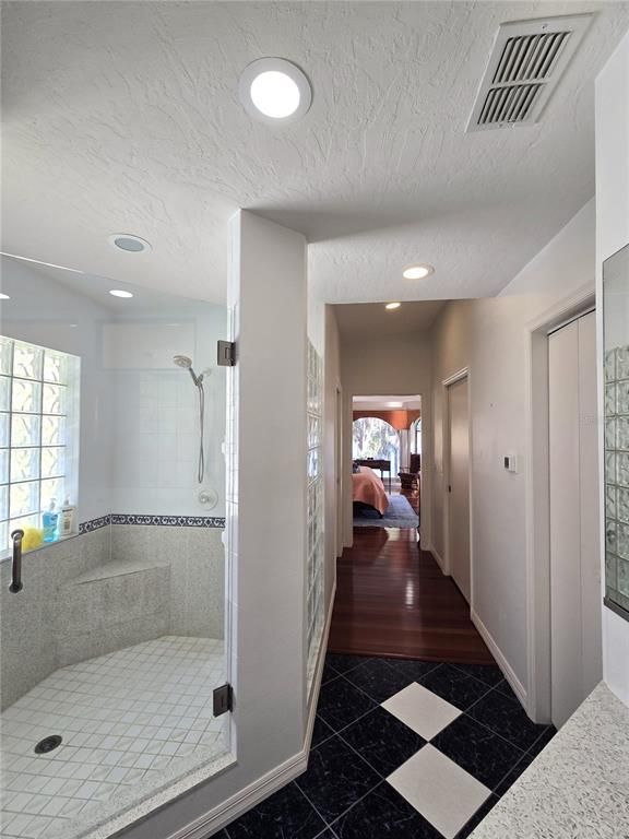 Bathroom, Interior, Recessed Lighting, Wood Texture Flooring