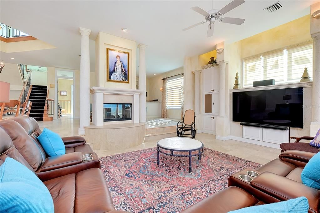 Fireplace, Interior, Living room, Recessed Lighting