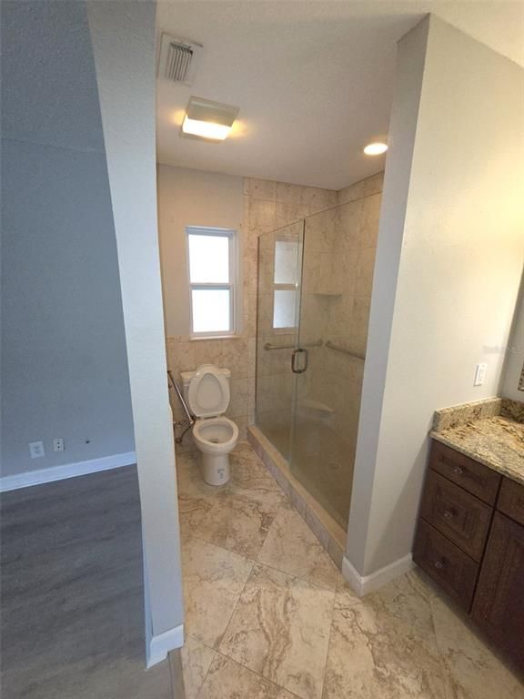 Bathroom, Glass Shower, Interior, Recessed Lighting