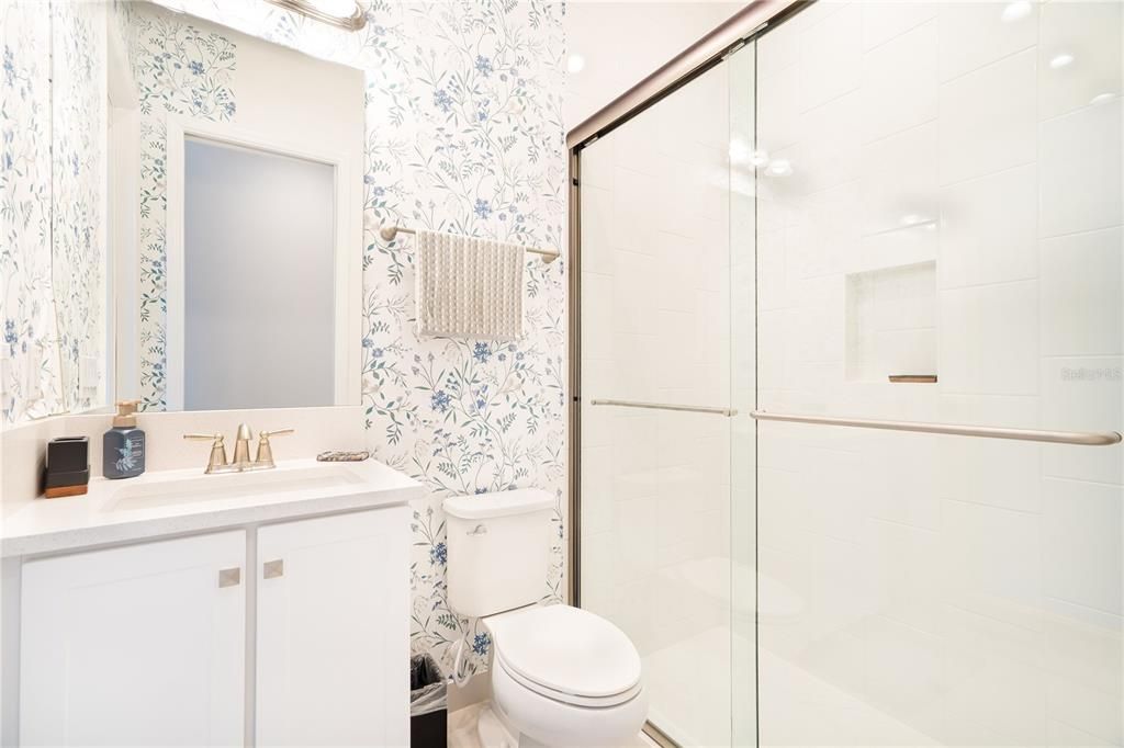 Bathroom, Glass Shower, Interior, Recessed Lighting