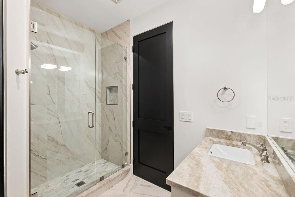 Bathroom, Glass Shower, Interior, Marble Walls